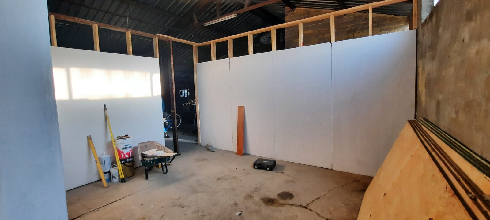 New partition walls framed and boarded